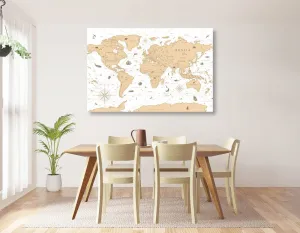 Obraz na korku  béžová mapa