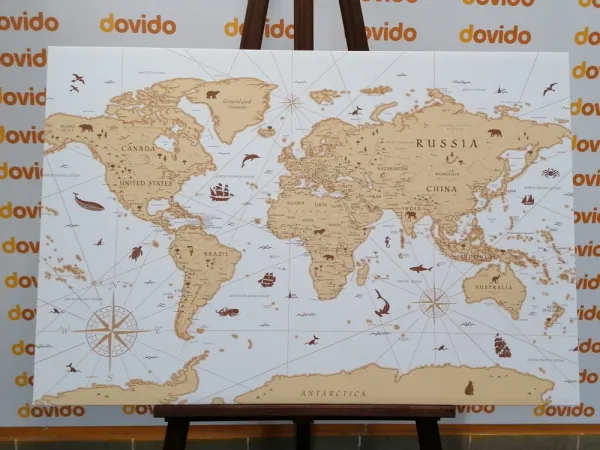 Obraz na korku  béžová mapa