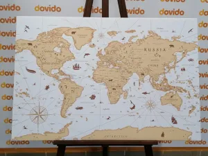 Obraz na korku  béžová mapa