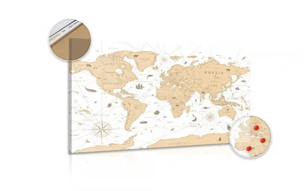 Obraz na korku  béžová mapa