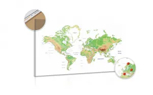 Obraz na korku klasická mapa sveta s bielym pozadím