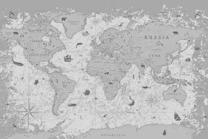 Obraz mapa v čiernobielom prevedení