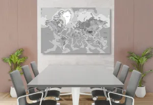 Obraz klasická mapa sveta v čiernobielom prevedení