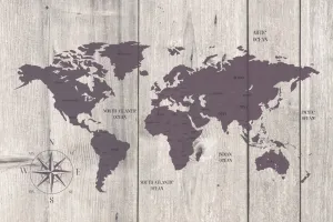 Obraz hnedá mapa na drevenom pozadí