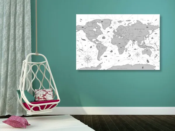 Obraz na korku čiernobiela mapa