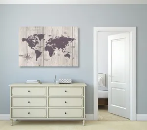 Obraz hnedá mapa na drevenom pozadí