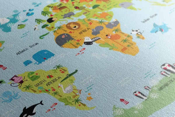 Obraz detská mapa sveta so zvieratkami