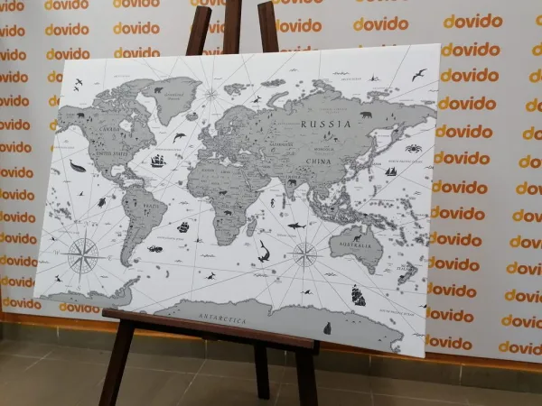 Obraz na korku čiernobiela mapa