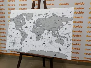 Obraz na korku čiernobiela mapa