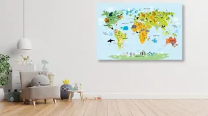 Obraz detská mapa sveta so zvieratkami