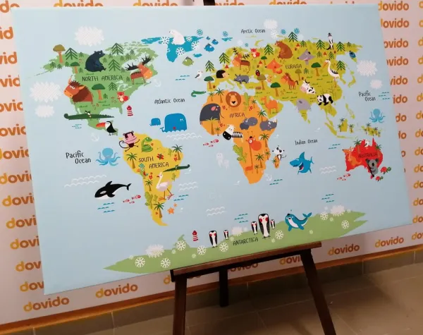 Obraz detská mapa sveta so zvieratkami