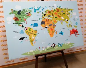 Obraz detská mapa sveta so zvieratkami