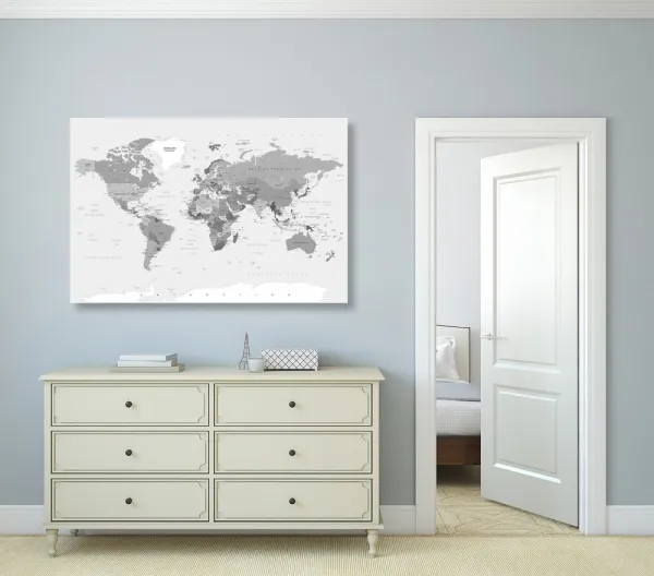 Obraz na korku klasická čiernobiela mapa