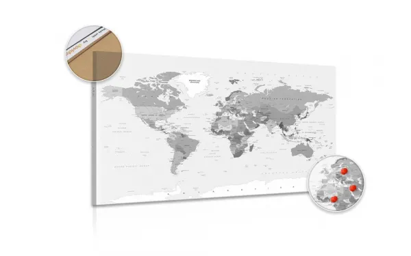 Obraz na korku klasická čiernobiela mapa