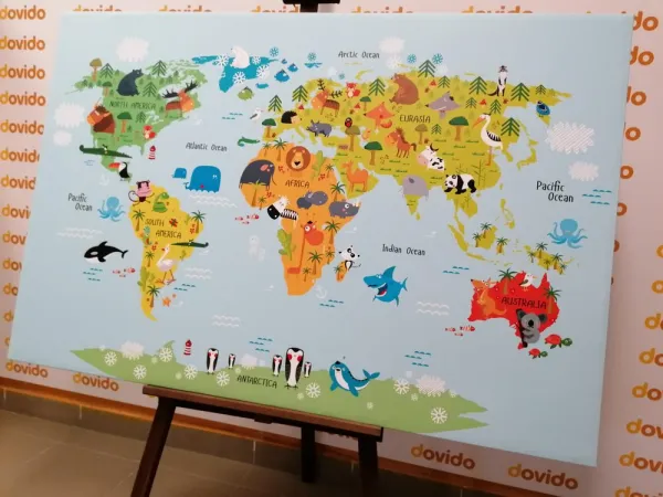 Obraz detská mapa sveta so zvieratkami