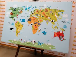 Obraz detská mapa sveta so zvieratkami