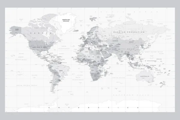 Obraz klasická čiernobiela mapa so šedým okrajom
