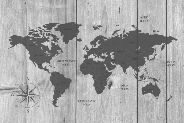 Obraz šedá mapa na drevenom pozadí