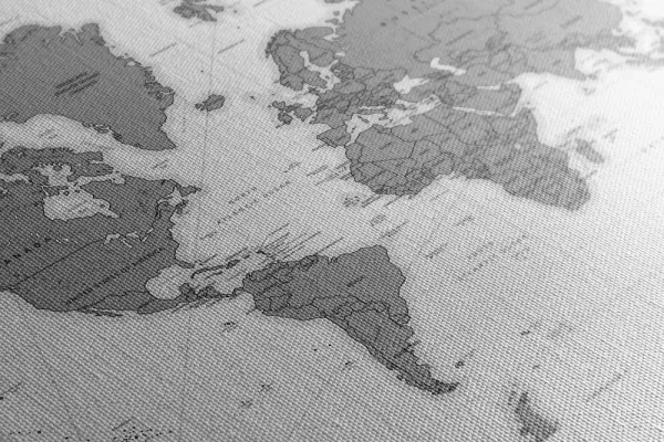 Obraz na korku  štýlová mapa s kompasom v čiernobielom prevedení