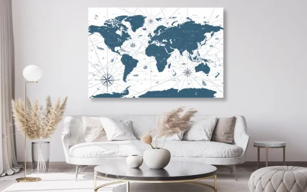 Obraz na korku mapa v modrom prevedení