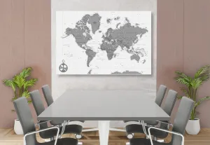 Obraz na korku  štýlová mapa s kompasom v čiernobielom prevedení