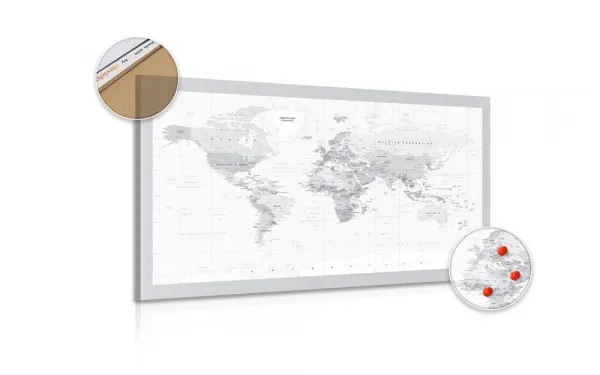 Obraz na korku klasická čiernobiela mapa so šedým okrajom