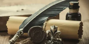 Obraz historické pero a pergamen