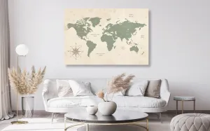 Obraz na korku decentná mapa sveta