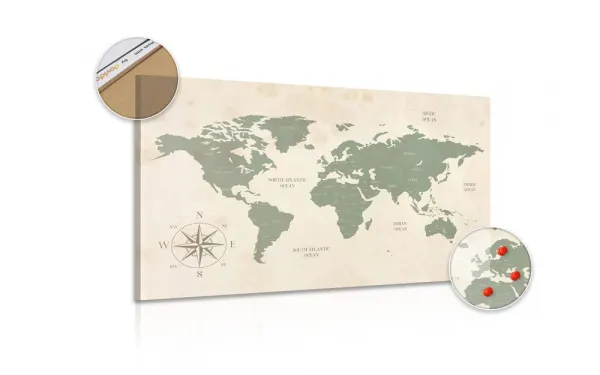 Obraz na korku decentná mapa sveta