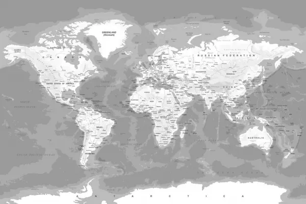 Obraz štýlová čiernobiela mapa sveta