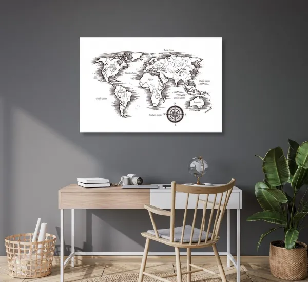 Obraz na korku  mapa sveta v nádhernom prevedení