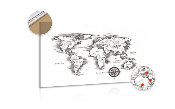 Obraz na korku  mapa sveta v nádhernom prevedení