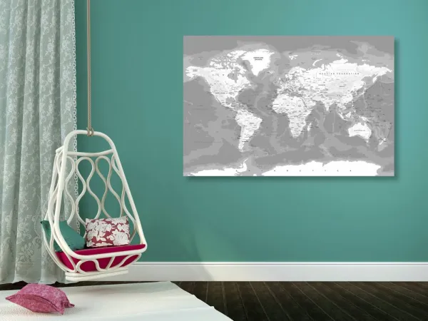 Obraz štýlová čiernobiela mapa sveta