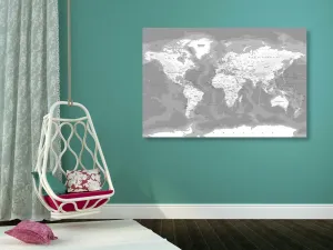 Obraz štýlová čiernobiela mapa sveta