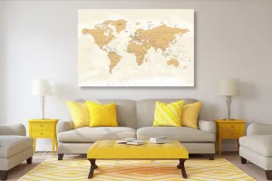 Obraz mapa sveta s vintage nádychom