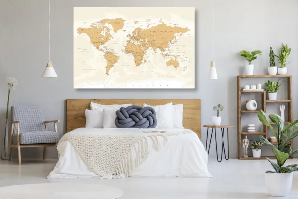 Obraz na korku mapa sveta s vintage nádychom