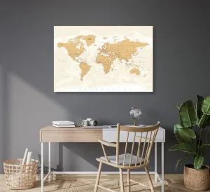Obraz mapa sveta s vintage nádychom