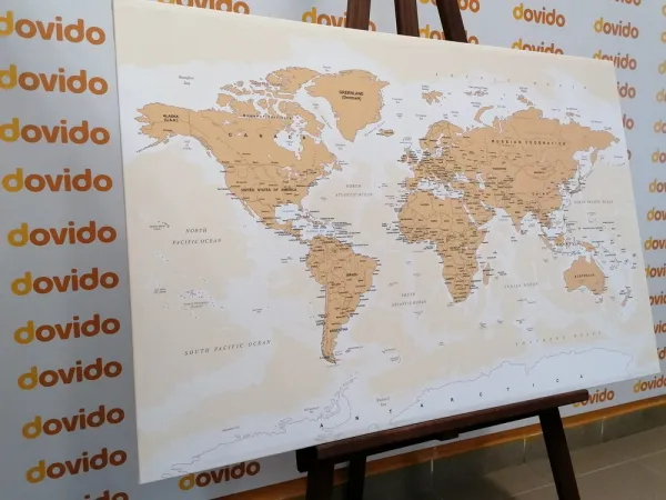 Obraz mapa sveta s vintage nádychom