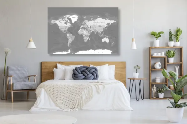 Obraz štýlová vintage čiernobiela mapa sveta
