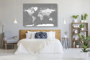 Obraz štýlová vintage čiernobiela mapa sveta