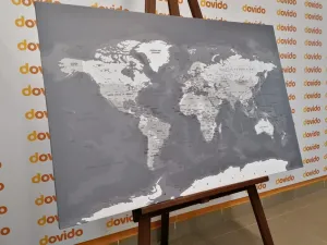 Obraz štýlová vintage čiernobiela mapa sveta