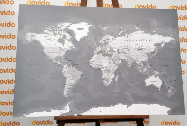 Obraz štýlová vintage čiernobiela mapa sveta