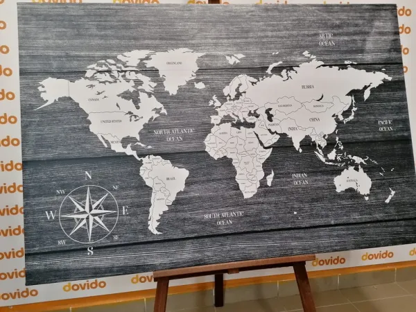 Obraz mapa s dreveným pozadím