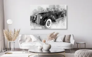 Obraz historické retro auto v čiernobielom prevedení