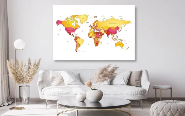 Obraz na korku mapa sveta vo farbách
