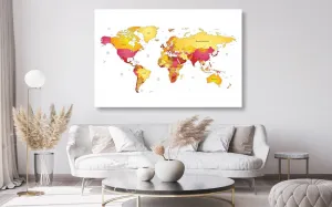 Obraz na korku mapa sveta vo farbách
