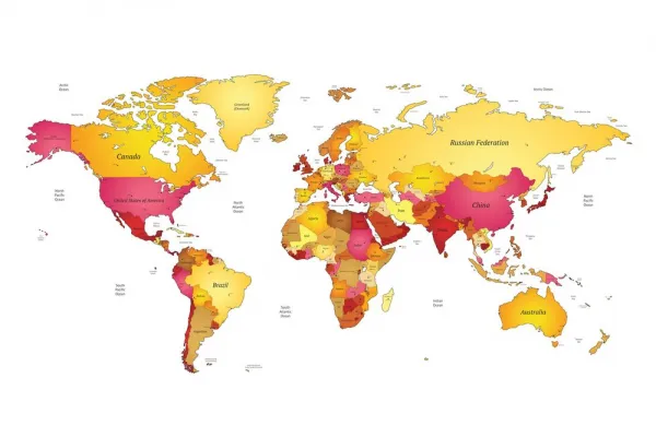 Obraz na korku mapa sveta vo farbách