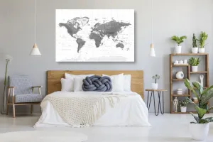 Obraz nádherná mapa sveta v čiernobielom prevedení