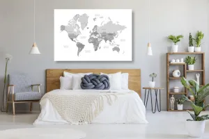 Obraz čiernobiela mapa sveta vo vintage vzhľade