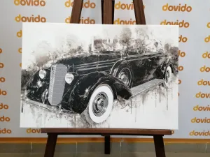 Obraz historické retro auto v čiernobielom prevedení